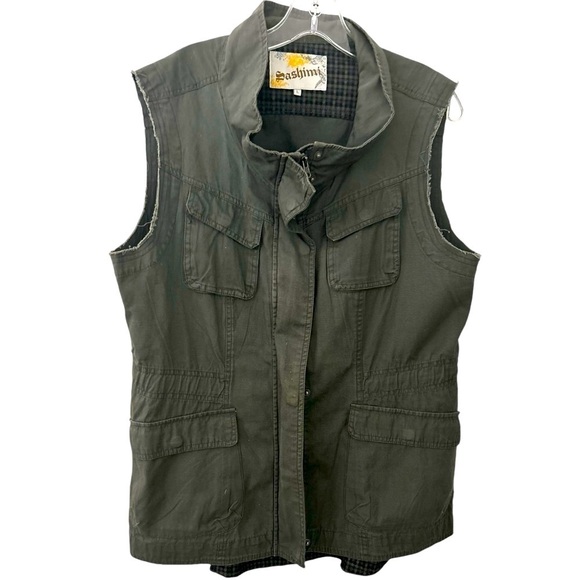 Cargo Vest Jacket Waistcoats Sleeveless Outerwear Drawstring‎ Vest with Pockets - Picture 2 of 6